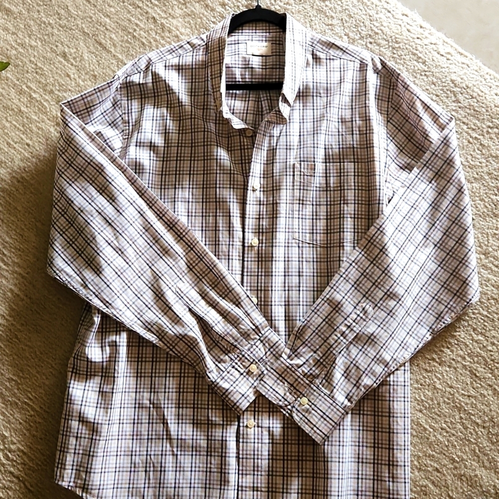 Dockers, Brown, tan, gold plaid men's button down shirt. Sz XL - Picture 5 of 6